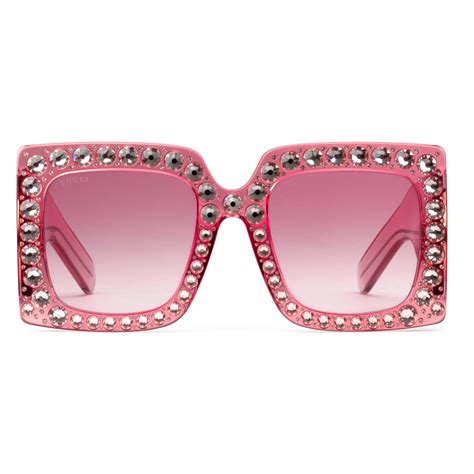 occhiali gucci con cristalli pink acetate|Gucci Sunglasses for Women .